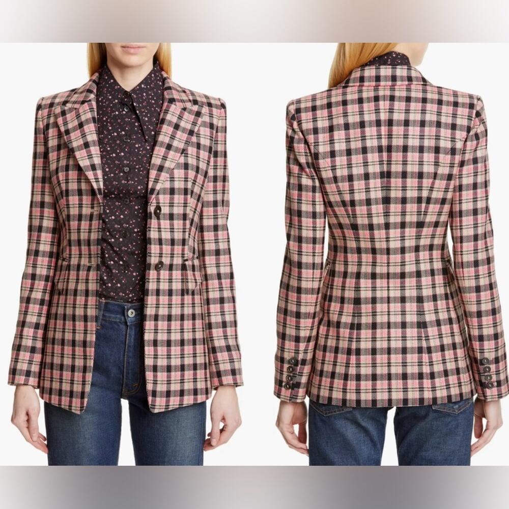 NWT NEW Michael Kors Two-Button Bold Plaid Wool Blazer - Picture 2 of 13